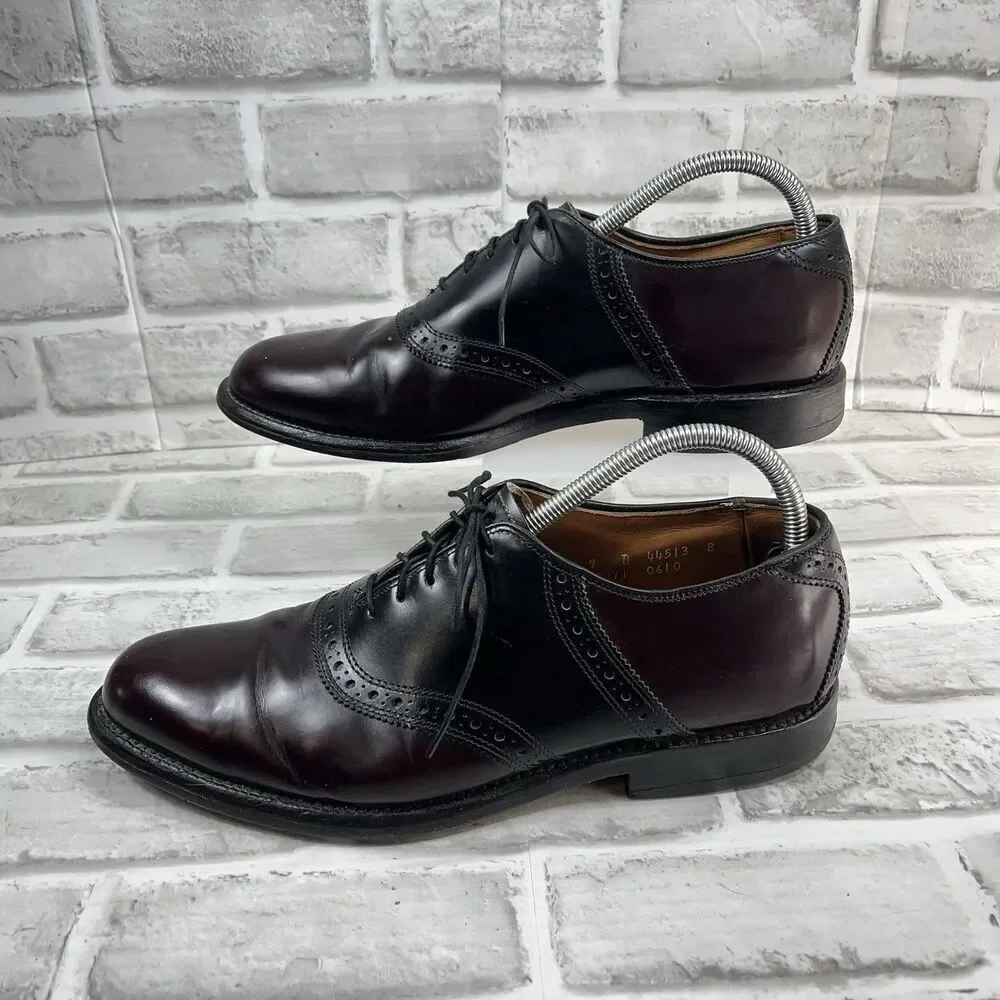 Allen Edmonds Shelton Men's Size 9 D 2-Tone Black and Burgundy Oxfords Shoes